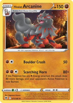 Hisuian Arcanine Rare 071/189 Astral Radiance