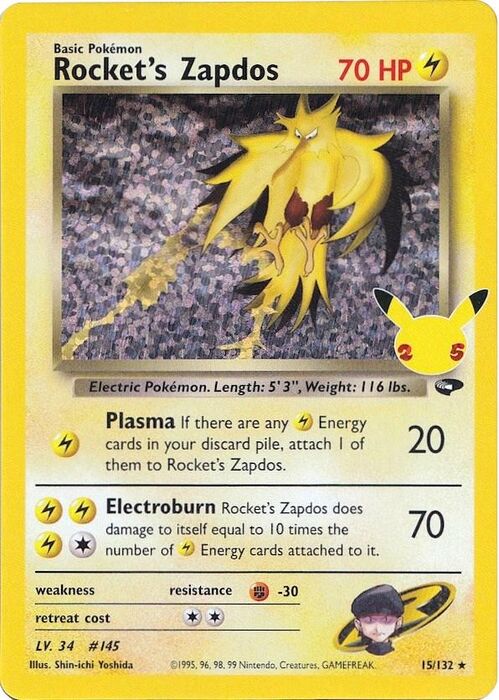 Rocket's Zapdos Classic Collection 15/132 Celebrations
