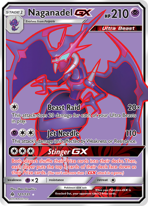 Naganadel GX (Full Art) 121/131 Ultra Rare - Forbidden Light Pokemon Card