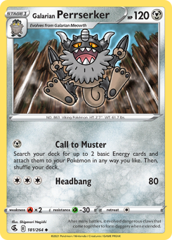 Galarian Perrserker Uncommon 181/264 Fusion Strike Singles