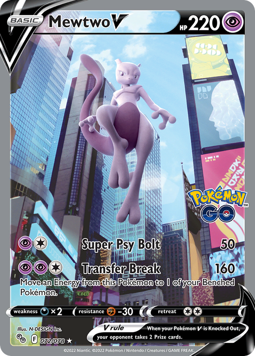 Mewtwo Vstar 086/078 - Pokemon Go - Gold Secret Rare Card