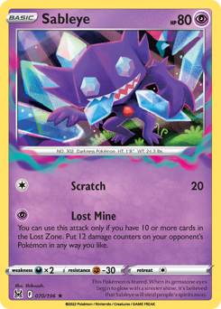 Sableye 070/196 Holo Rare Lost Origin Single
