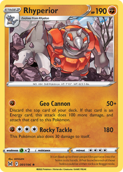 Rhyperior 091/196 Rare Lost Origin Single