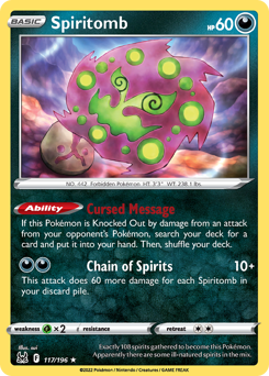 Spiritomb 117/196 Rare Lost Origin Single