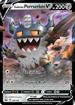 Galarian Perrserker V 129/196 Ultra Rare Lost Origin Single
