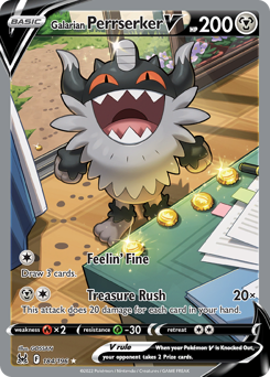 Galarian Perrserker V (Alternate Full Art) 184/196 Ultra Rare Lost Origin Single
