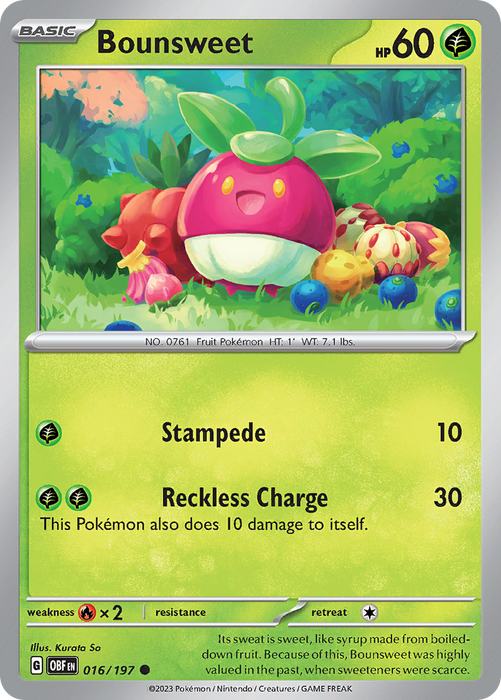 Bounsweet 016/197 Common Scarlet & Violet Obsidian Flames Card