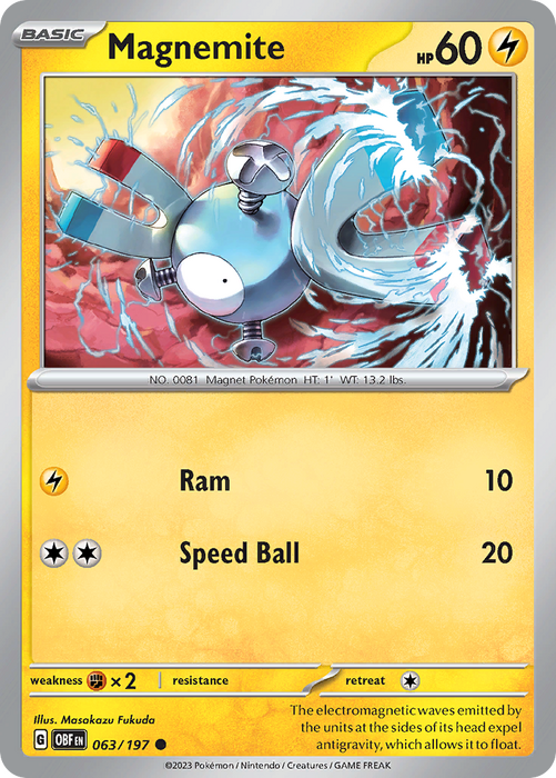 Magnemite 063/197 Common Scarlet & Violet Obsidian Flames Card