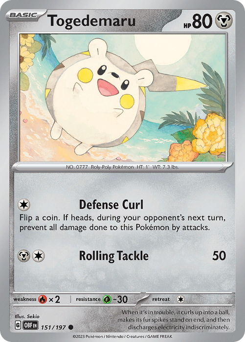 Togedemaru 151/197 Common Scarlet & Violet Obsidian Flames Card