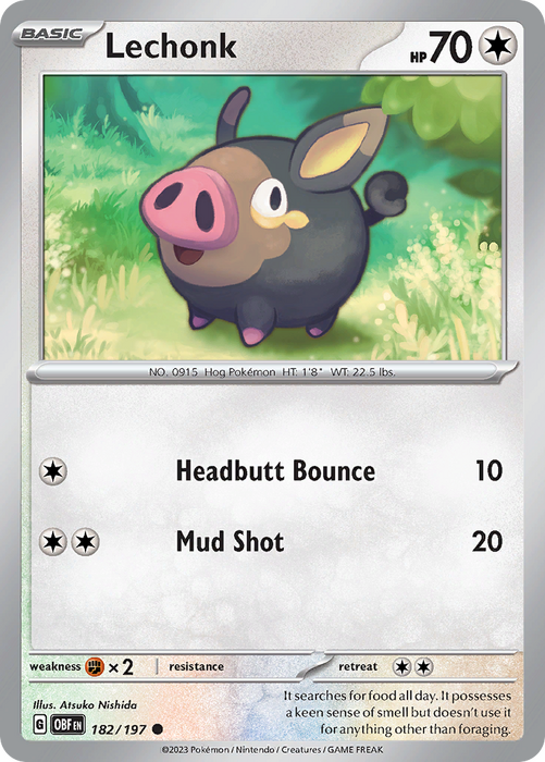 Lechonk 182/197 Common Scarlet & Violet Obsidian Flames Card