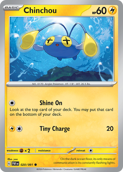Chinchou 020/091 Common Scarlet & Violet Paldean Fates Single Card