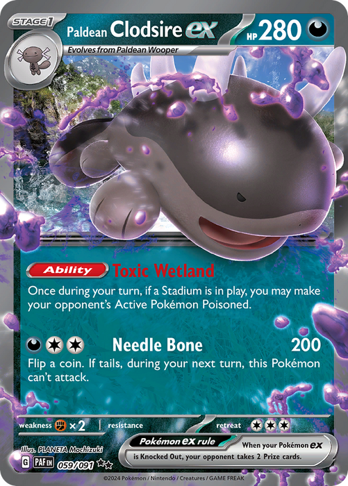 Paldean Clodsire ex 059/091 Double Rare Scarlet & Violet Paldean Fates Single Card
