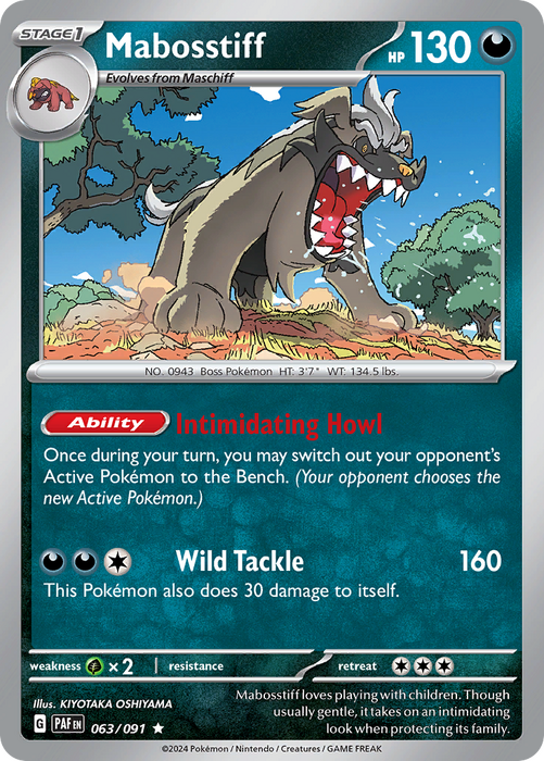 Mabosstiff 063/091 Holo Rare Scarlet & Violet Paldean Fates Single Card