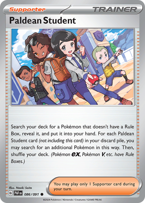 Paldean Student (086) 086/091 Uncommon Scarlet & Violet Paldean Fates Single Card