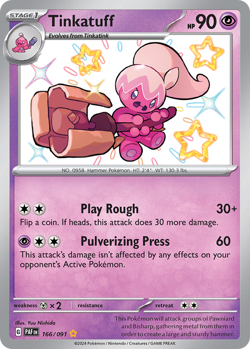 Tinkatuff 166/091 Shiny Rare Scarlet & Violet Paldean Fates Single Card