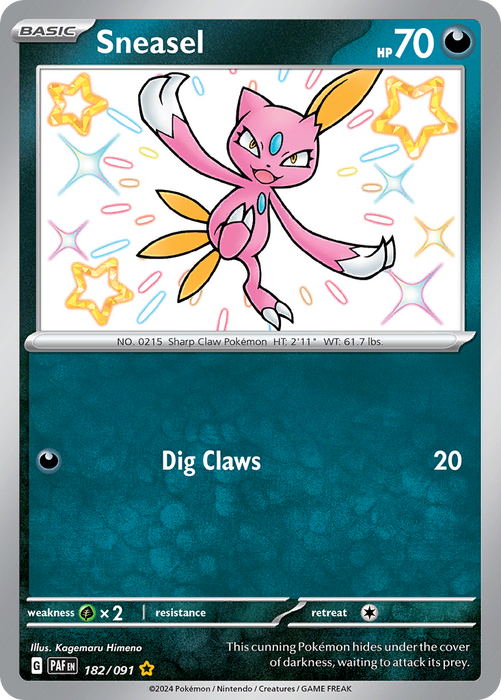Sneasel 182/091 Shiny Rare Scarlet & Violet Paldean Fates Single Card