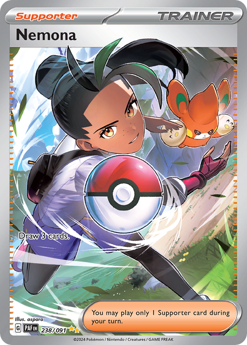 Nemona 238/091 Special Illustration Rare Scarlet & Violet Paldean Fates Single Card