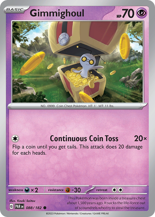 Gimmighoul 088/182 Common Scarlet & Violet Paradox Rift Pokemon Card