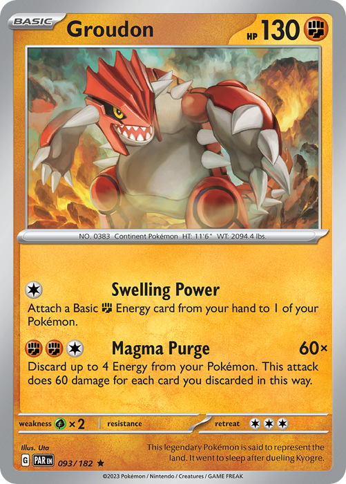 Groudon 093/182 Rare Scarlet & Violet Paradox Rift Pokemon Card
