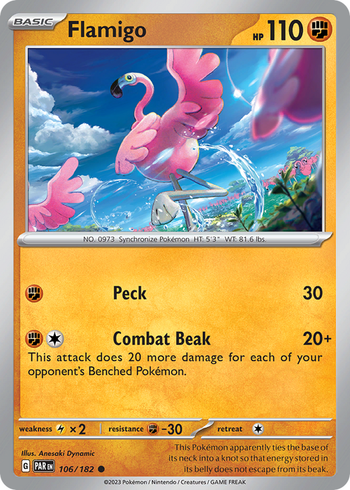 Flamigo 106/182 Common Scarlet & Violet Paradox Rift Pokemon Card