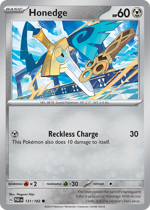 Honedge 131/182 Common Scarlet & Violet Paradox Rift Pokemon Card