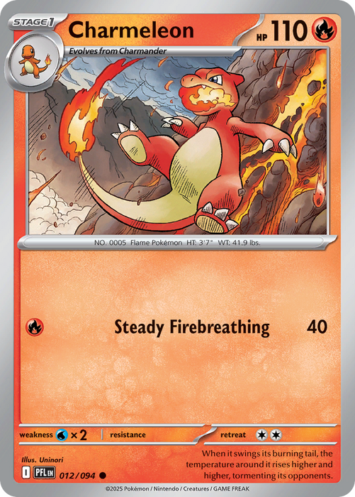 CharmeleonÊ 012/094 Common Mega Evolutions Phantasmal Flames (ME02) Near Mint Pokemon Card