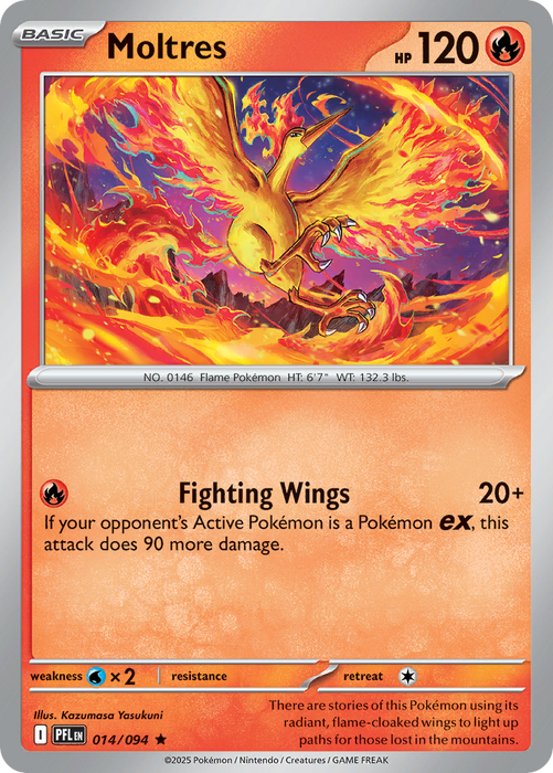 MoltresÊ 014/094 Holo Rare Mega Evolutions Phantasmal Flames (ME02) Near Mint Pokemon Card