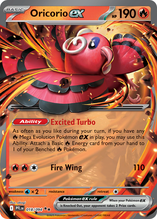 Oricorio exÊ 018/094 Double Rare Mega Evolutions Phantasmal Flames (ME02) Near Mint Pokemon Card