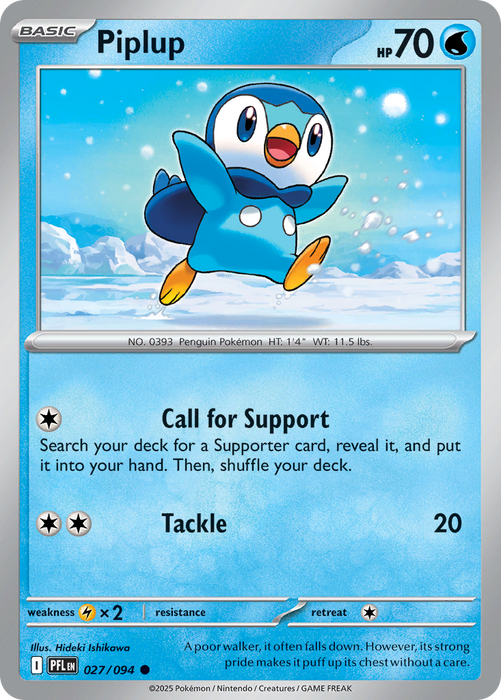 PiplupÊ 027/094 Common Mega Evolutions Phantasmal Flames (ME02) Near Mint Pokemon Card
