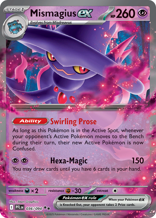 Mismagius exÊ 036/094 Double Rare Mega Evolutions Phantasmal Flames (ME02) Near Mint Pokemon Card