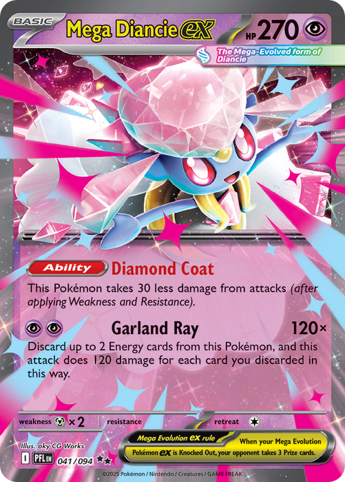 Mega Diancie exÊ 041/094 Double Rare Mega Evolutions Phantasmal Flames (ME02) Near Mint Pokemon Card