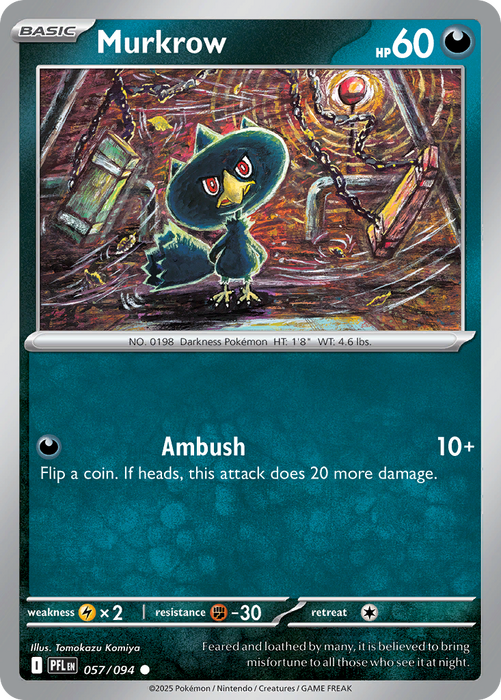 MurkrowÊ 057/094 Common Mega Evolutions Phantasmal Flames (ME02) Near Mint Pokemon Card