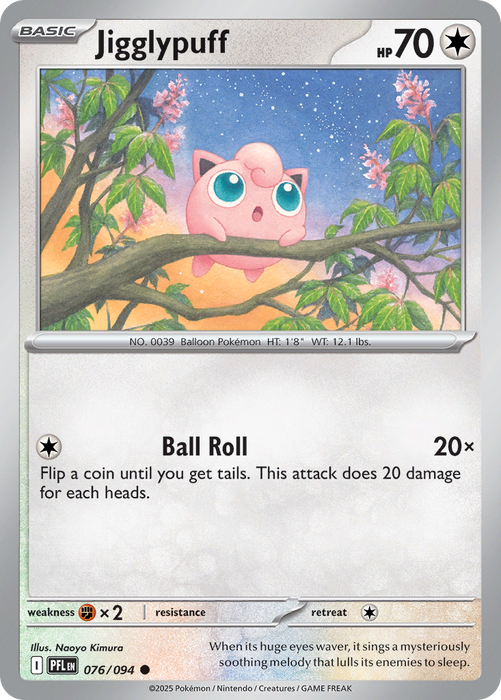 JigglypuffÊ 076/094 Common Mega Evolutions Phantasmal Flames (ME02) Near Mint Pokemon Card