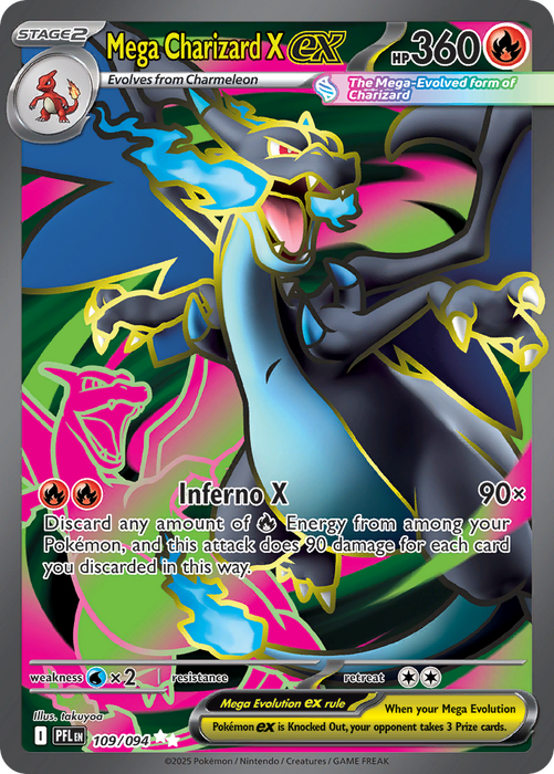 Mega Charizard X exÊ 109/094 Ultra Rare Mega Evolutions Phantasmal Flames (ME02) Near Mint Pokemon Card