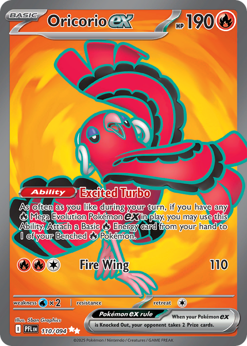 Oricorio exÊ 110/094 Ultra Rare Mega Evolutions Phantasmal Flames (ME02) Near Mint Pokemon Card
