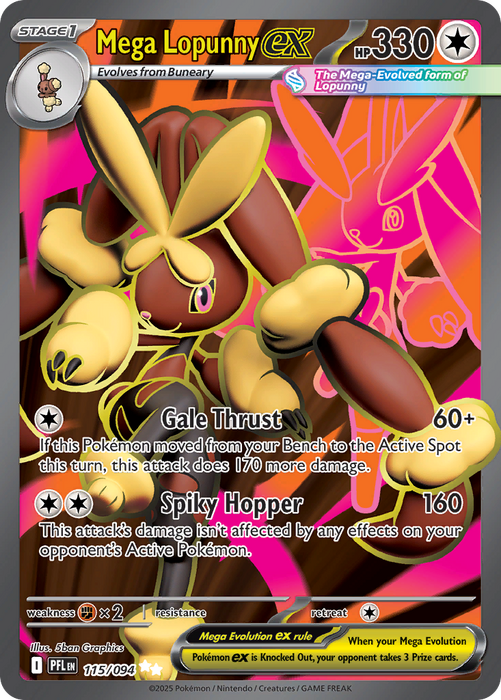 Mega Lopunny exÊ 115/094 Ultra Rare Mega Evolutions Phantasmal Flames (ME02) Near Mint Pokemon Card