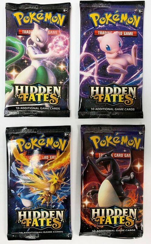 Art Set Unweighted SM Hidden Fates Pokemon Set Of 4x Sealed Booster Packs 