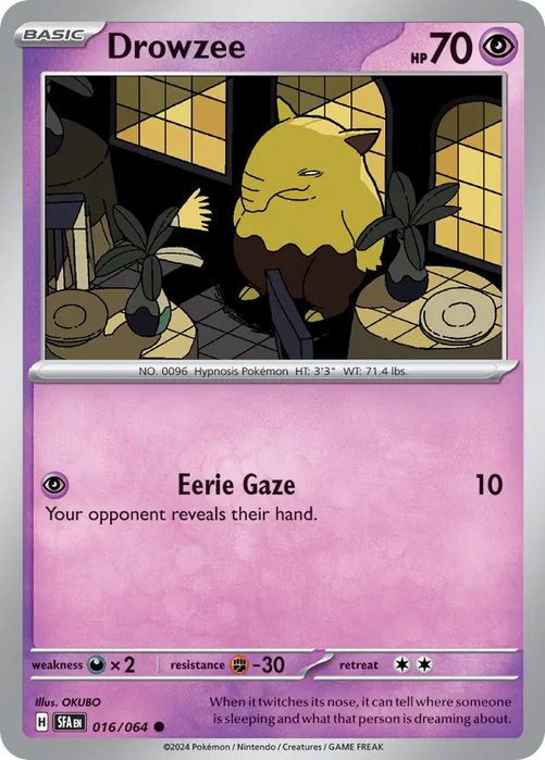 Drowzee  016/064 Common Scarlet & Violet Shrouded Fable Pokemon Card