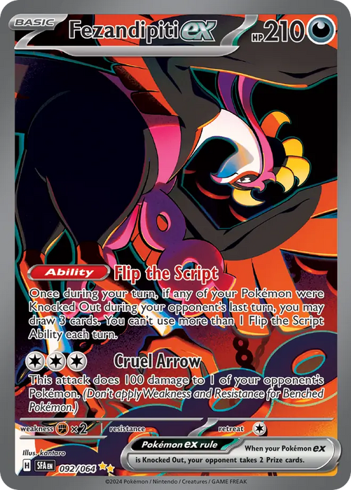 Fezandipiti ex  092/064 Special Illustration Rare Scarlet & Violet Shrouded Fable Pokemon Card