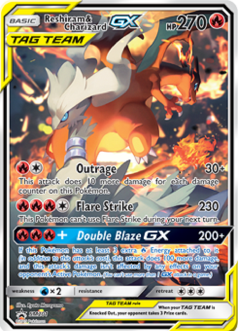 Reshiram & Charizard GX Alternate Art SM201 promo card