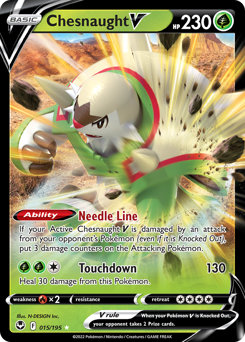 Chesnaught V 015/195 Ultra Rare Silver Tempest Pokemon Card Single