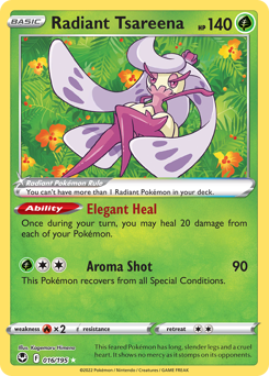 Radiant Tsareena 016/195 Radiant Rare Silver Tempest Pokemon Card Single