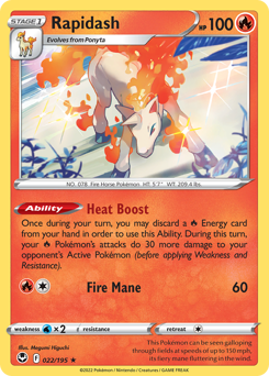 Rapidash 022/195 Holo Rare Silver Tempest Pokemon Card Single