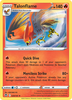 Talonflame 029/195 Rare Silver Tempest Pokemon Card Single