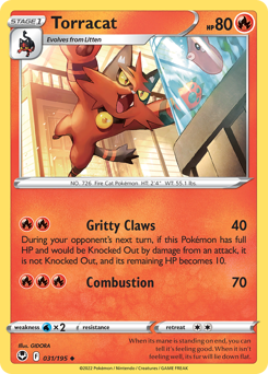 Torracat 031/195 Uncommon Silver Tempest Pokemon Card Single