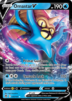 Omastar V 035/195 Ultra Rare Silver Tempest Pokemon Card Single