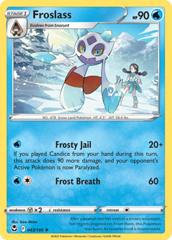 Froslass 043/195 Rare Silver Tempest Pokemon Card Single