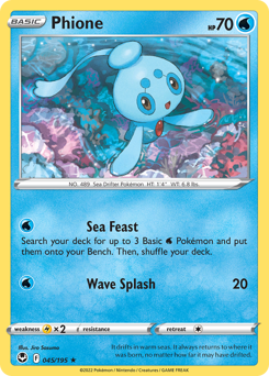 Phione 045/195 Rare Silver Tempest Pokemon Card Single