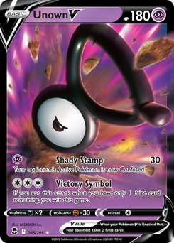 Unown V 065/195 Ultra Rare Silver Tempest Pokemon Card Single