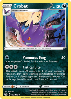 Crobat 105/195 Holo Rare Silver Tempest Pokemon Card Single